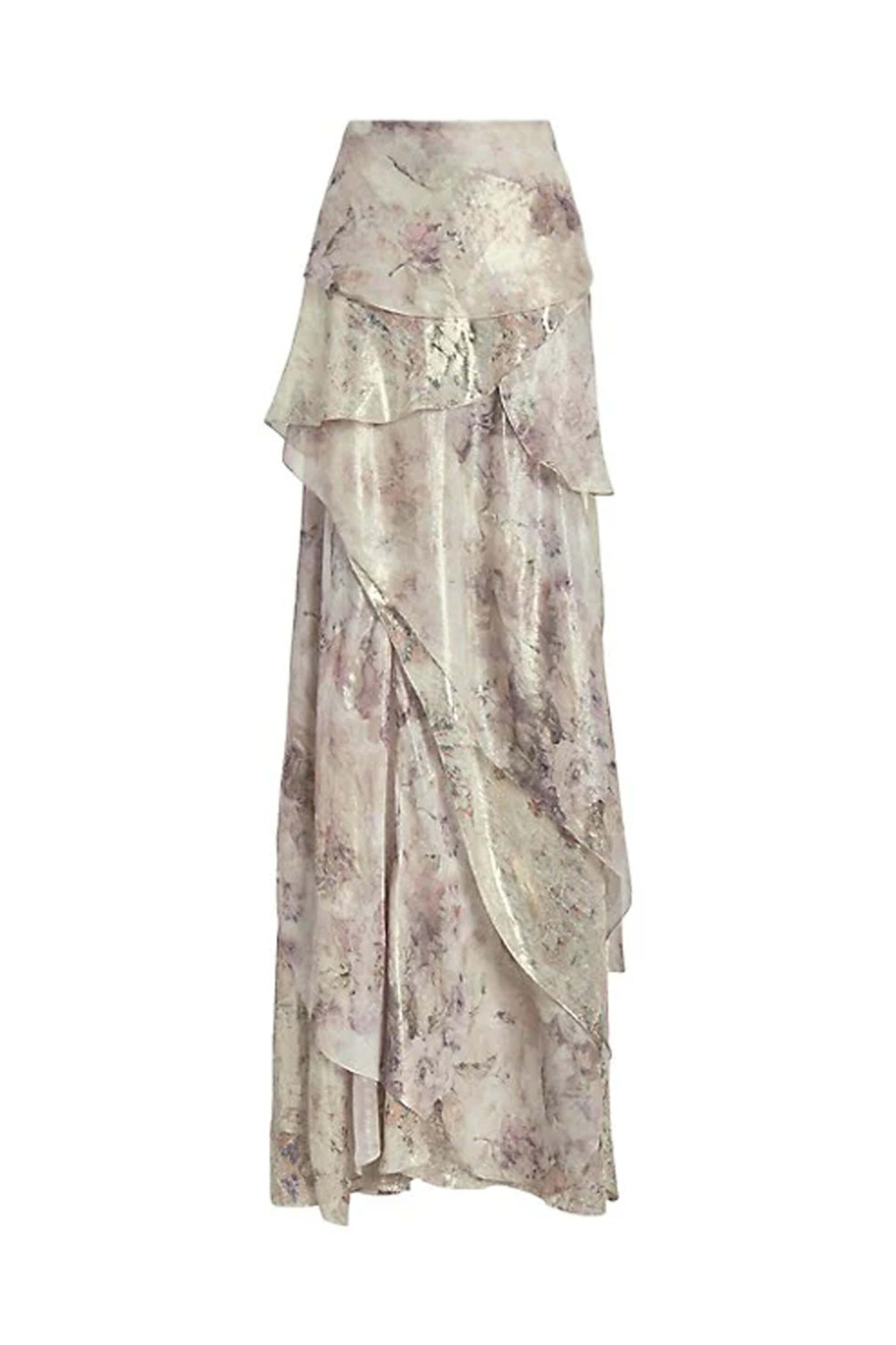 Ralph Lauren - Blush Metallic Birgita Tiered Maxi Skirt