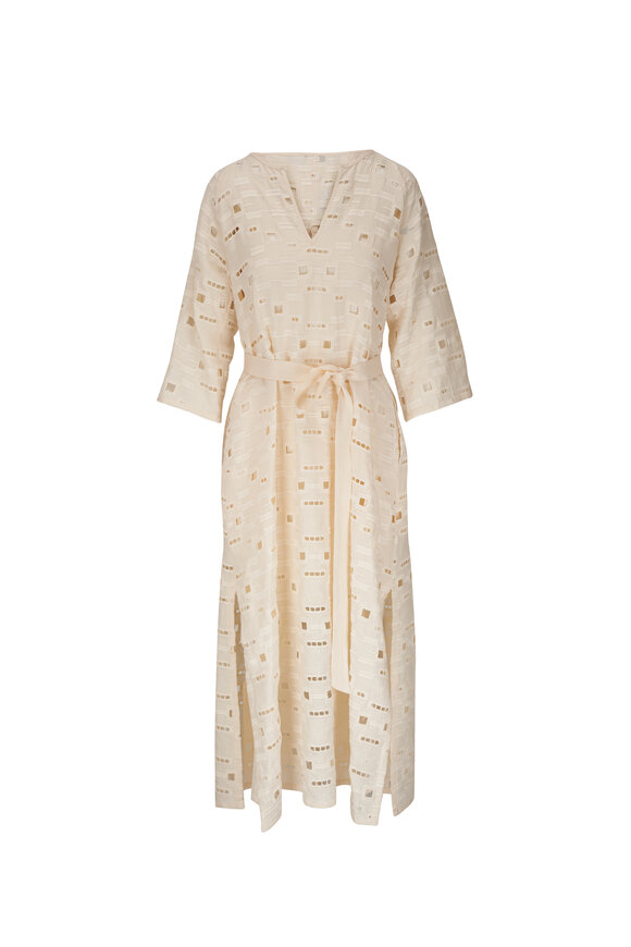 Kiton - Creamy White Linen Maxi Dress 