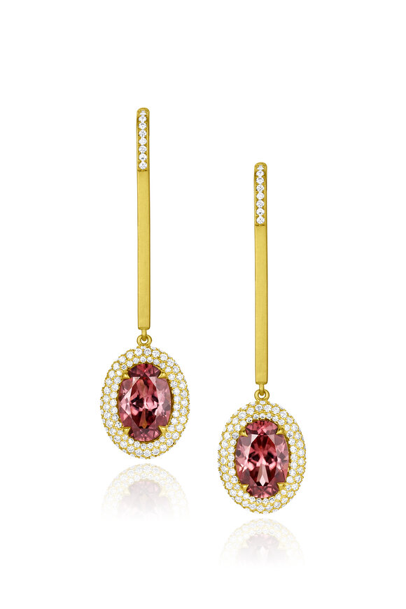 Leigh Maxwell 18k Yellow Gold Rose Zircon Bauble Earrings - view 1