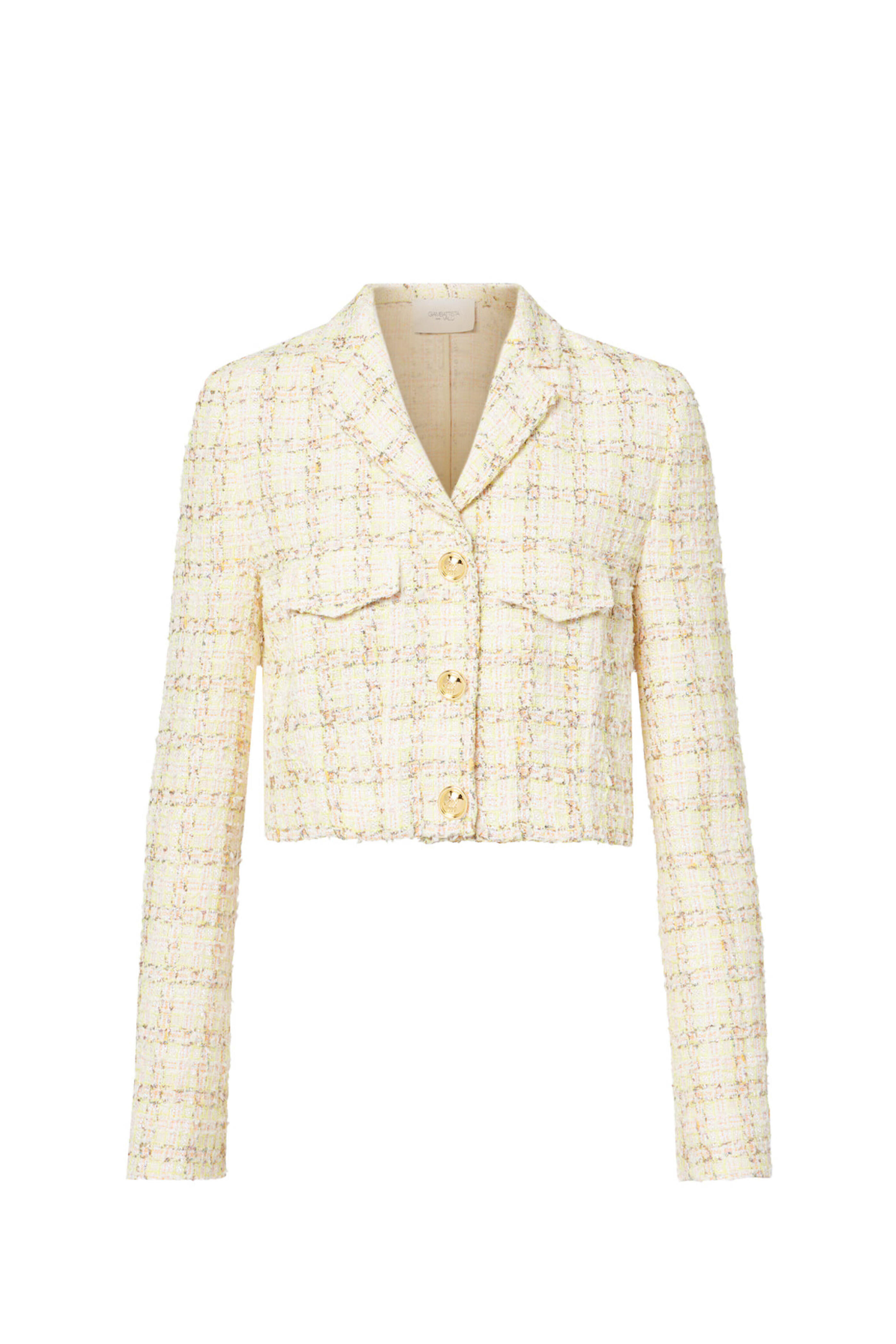 Giambattista Valli - Yellow Boucle Tweed Crop Jacket