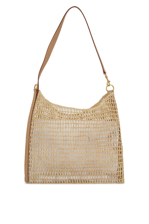 Saint Laurent Oxalis Vintage Brown Raffia Crochet Shoulder Bag  - view 3