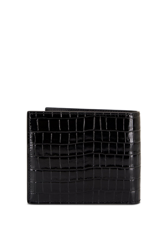 BLACK CROCO Leather Designer Passport Holder, For Office