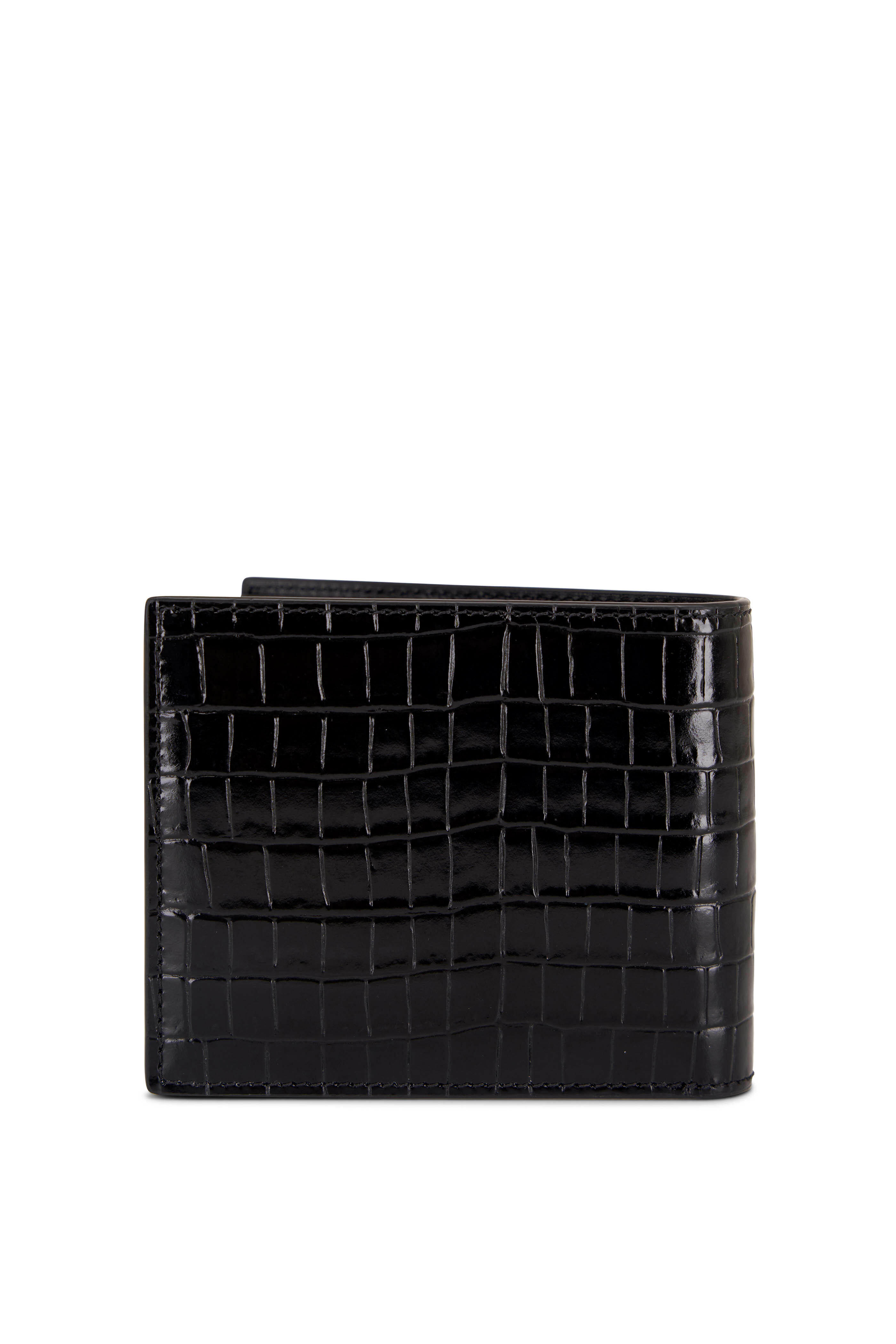 Tom Ford - Black Embossed Patent Leather Bi-Fold Wallet