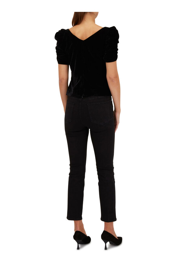 Frame - Le Super High Black Straight Leg Exposed Zip Pant