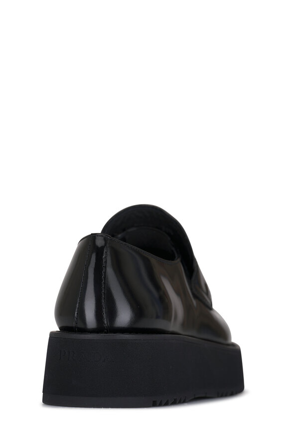 Prada - Black Leather Flatform Loafer 