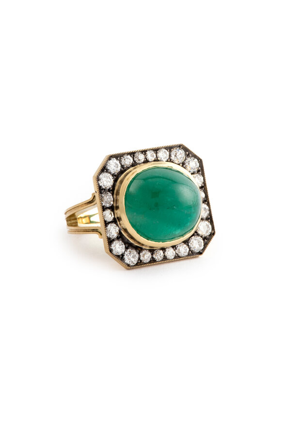 Sylva & Cie 13.76CT Brazilian Emerald & Diamond Renee Ring