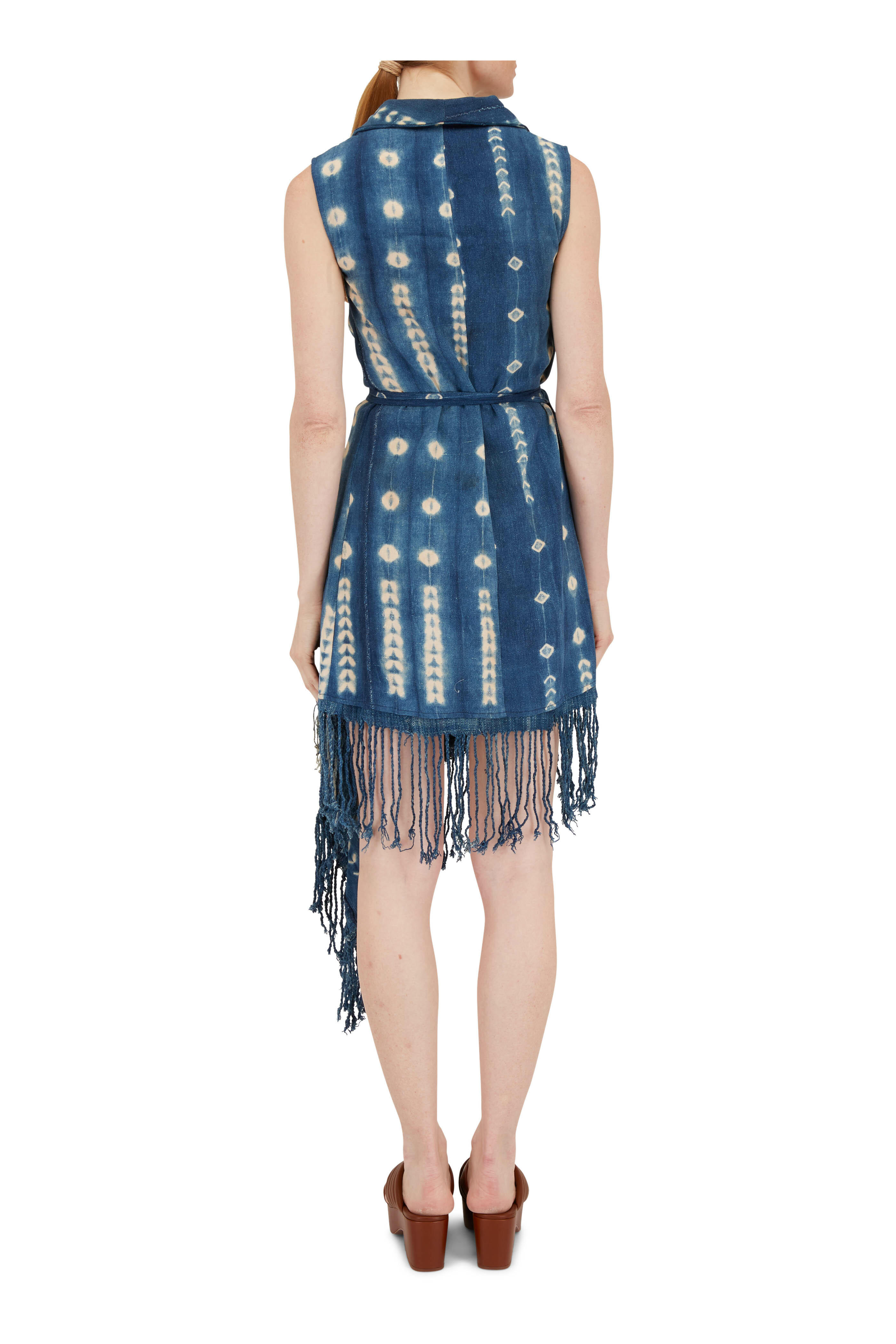 Studio 189 - Indigo Printed Fringe Sleeveless Dress