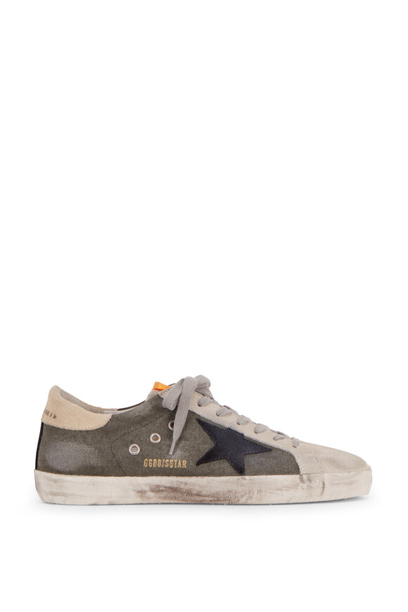 Golden Goose - Superstar Green Canvas Black Suede Star Sneaker