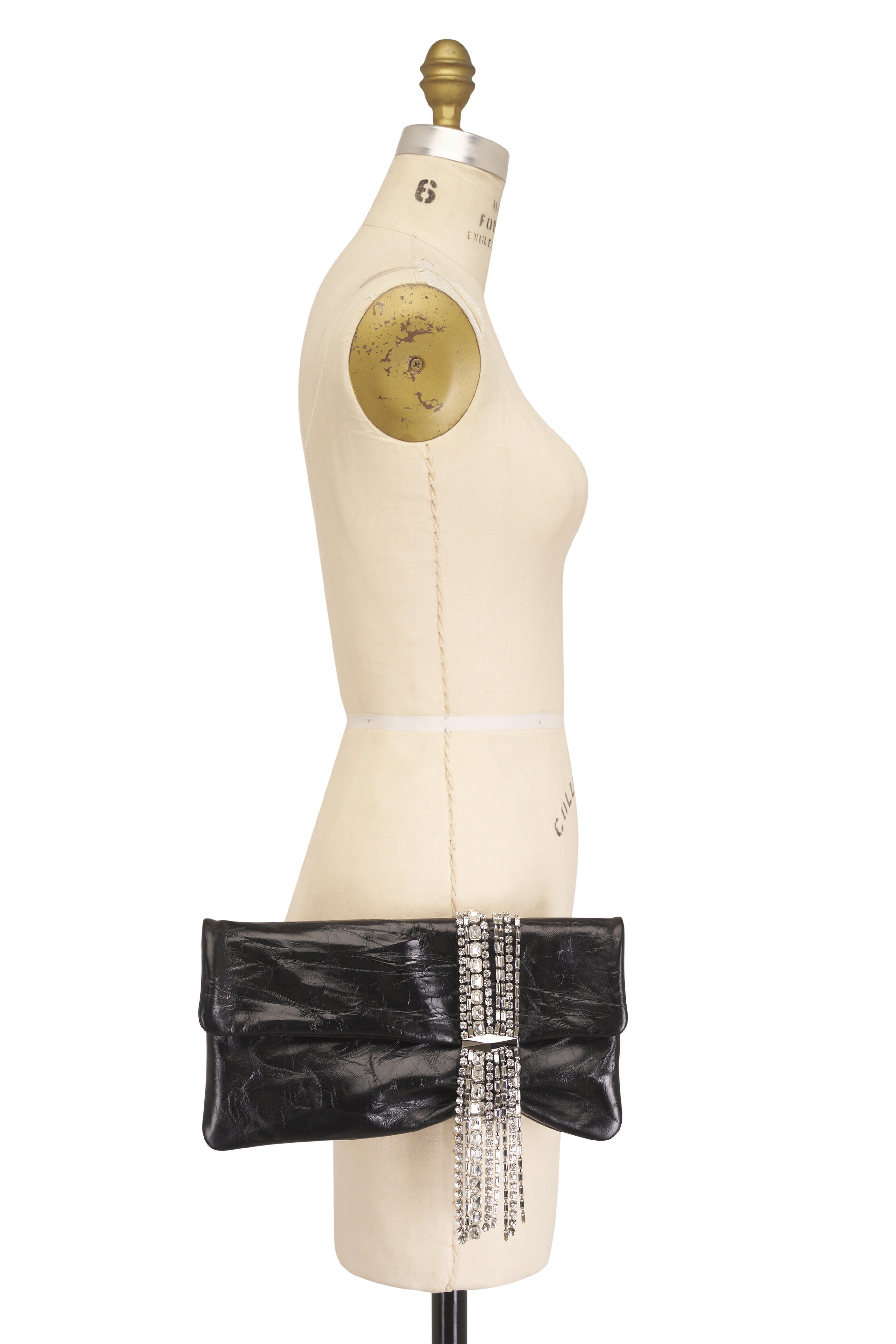 Jimmy Choo - Zandra Black Vintage Metallic Leather Clutch - view 5