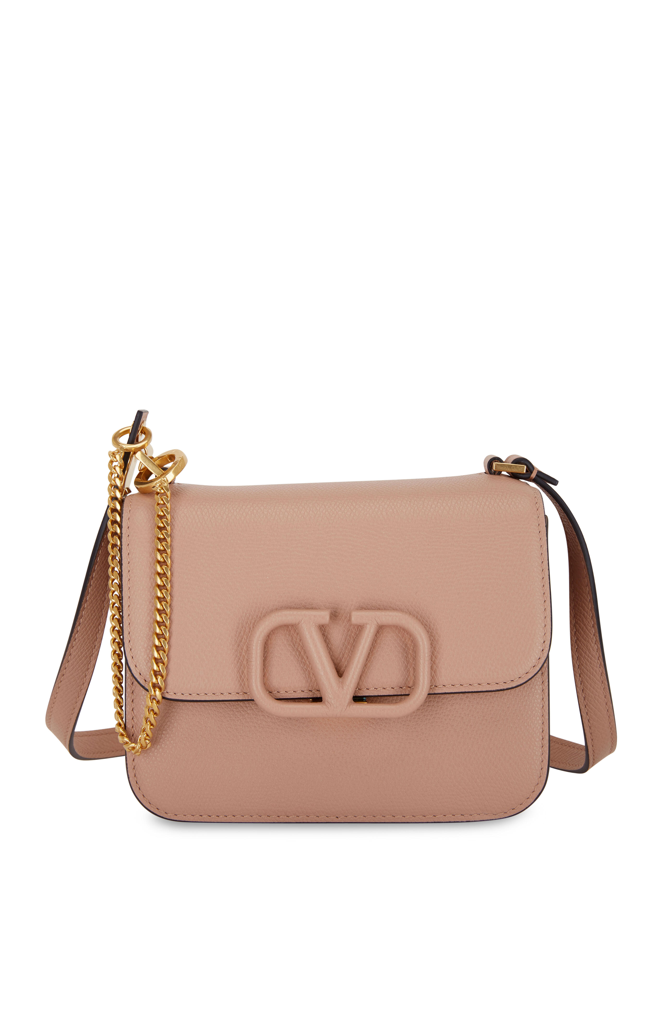 Valentino Rose Cannelle Leather V-Ring Shoulder Bag