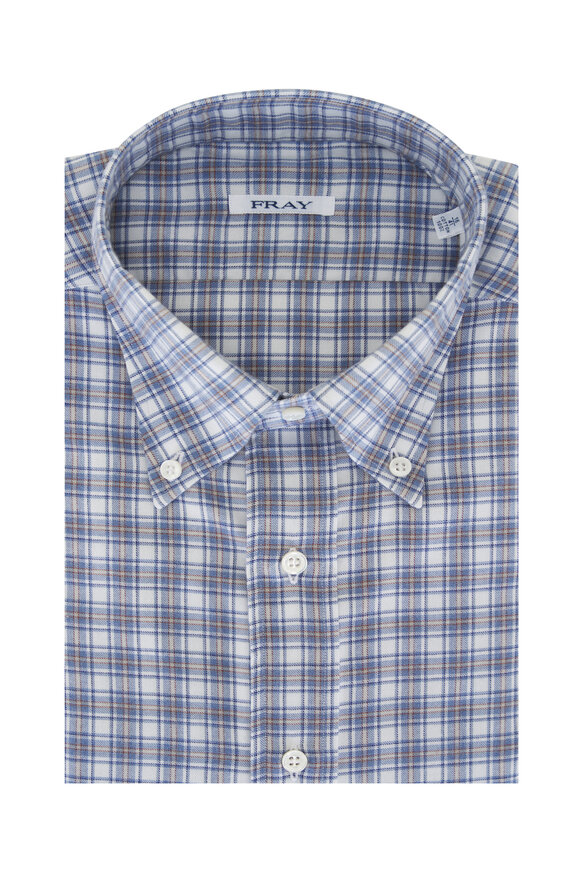 Fray - Blue Plaid Cotton Dress Shirt