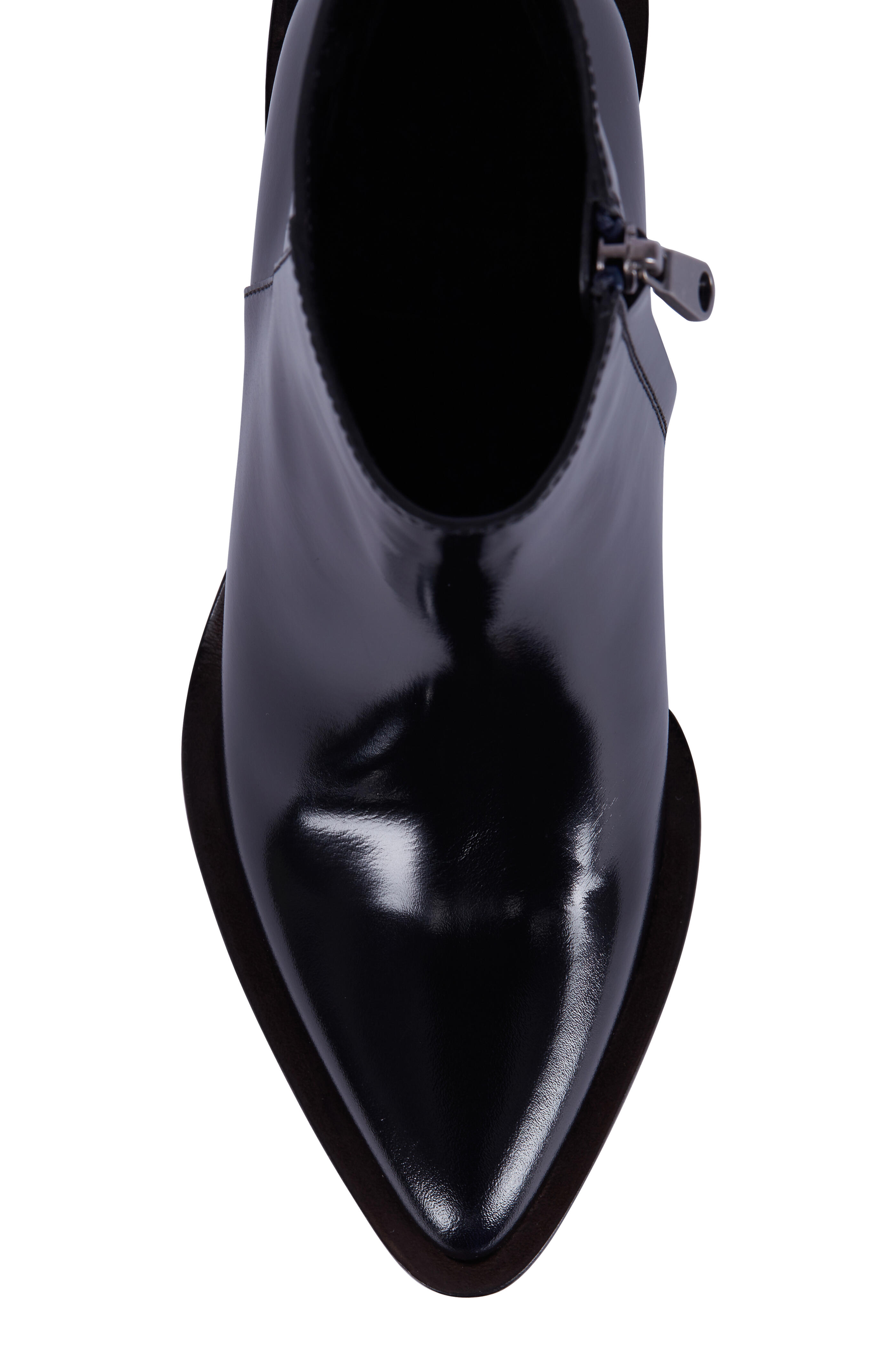 Brunello Cucinelli - Navy Blue Patent Leather Stacked Heel Boot, 50mm