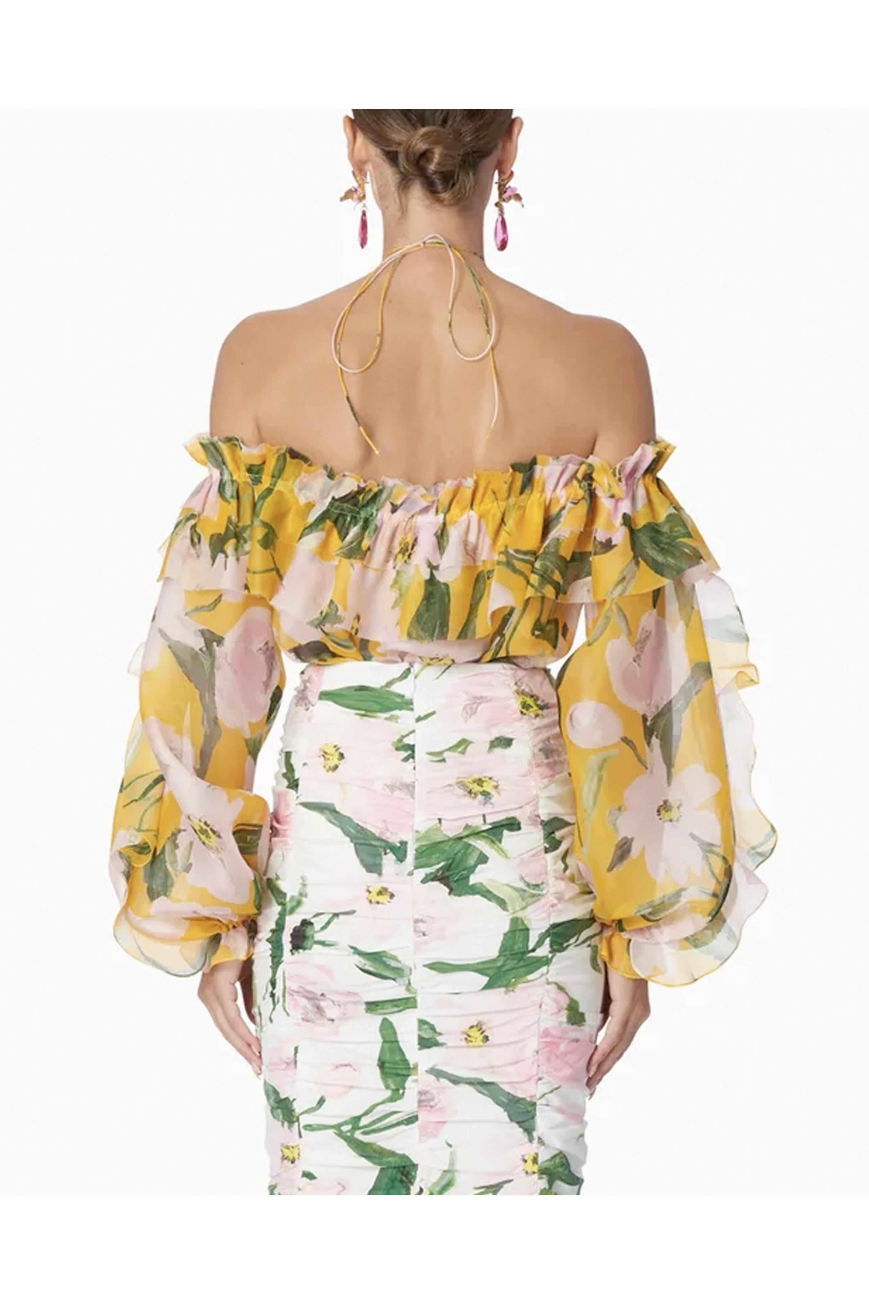 Carolina Herrera - Taxi Cab Embroidered Halter Blouse