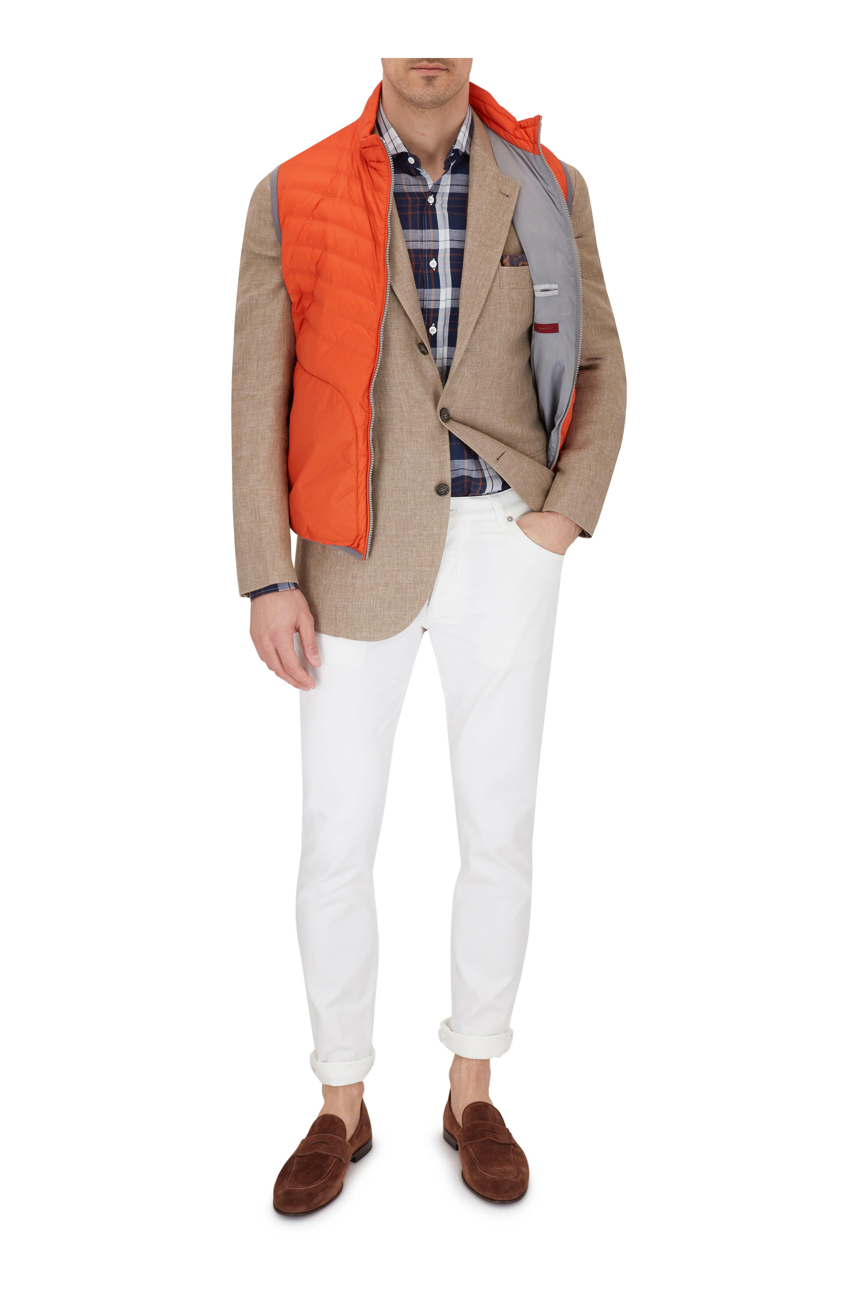 BRUNELLO CUCINELLI オレンジニットベスト kero Brunello Cucinelli - Orange Nylon Down Puffer Vest