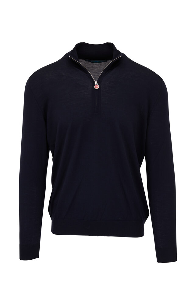 Tシャツ・カットソー Kiton SS25 Short-sleeved polo-zip (UMKX33Z60H01I DARK BLUE) Kiton zip-up Cotton Polo Shirt | Blue | FARFETCH JO
