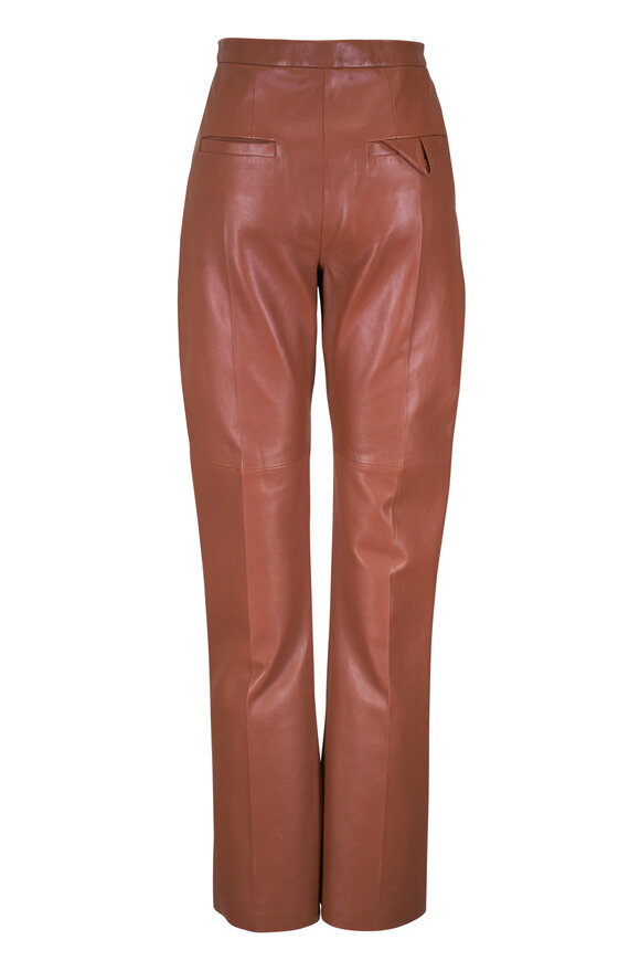Dorothee Schumacher Sleek Statement Hazelnut Leather Flare Pant - view 2