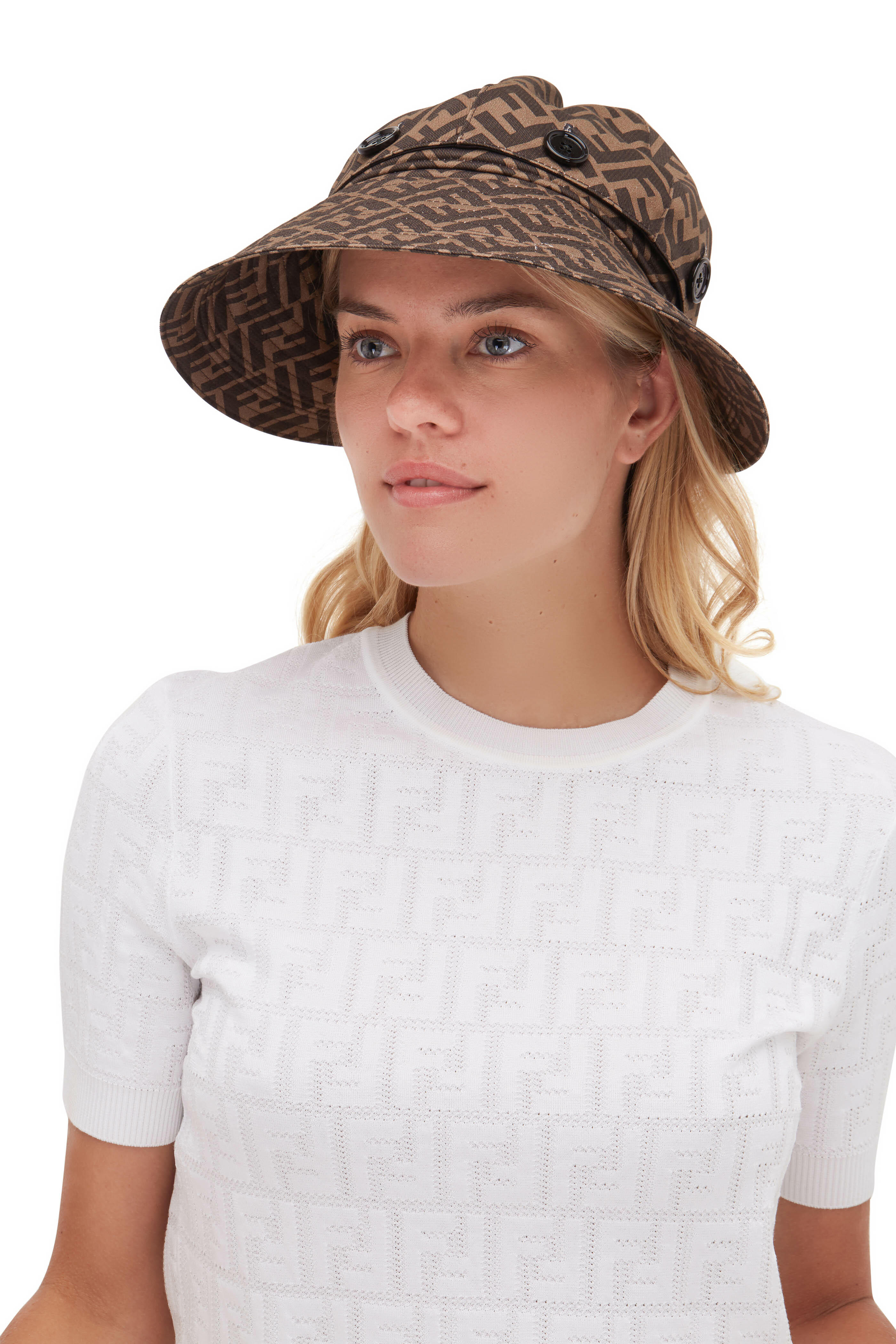 ハット FENDI FF canvas hat Beige Fendi Ff Canvas Wide Brim Hat In Beige - 8% Off | Editorialist