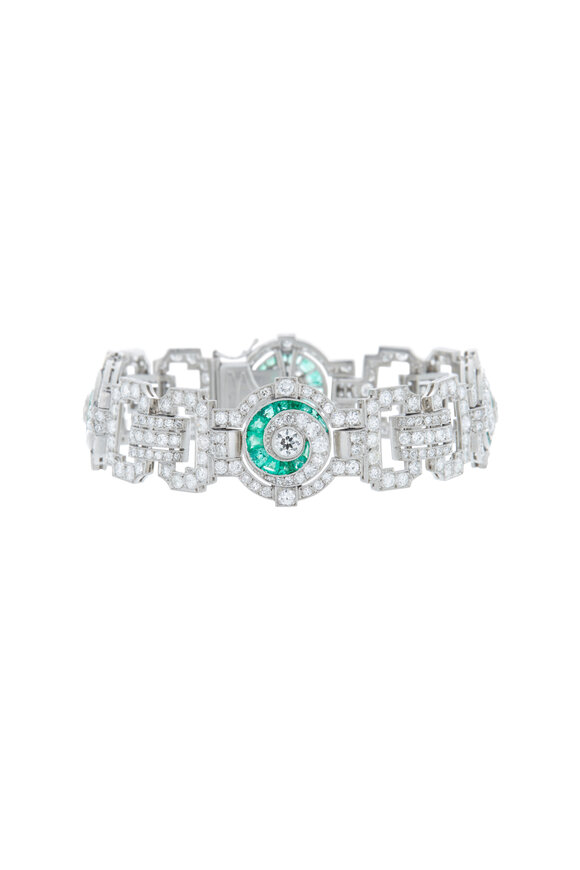 Fred Leighton - Platinum Emerald & Diamond Bracelet