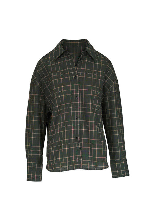 Totême Pine & Popcorn Plaid Cotton Button Down Shirt - view 1