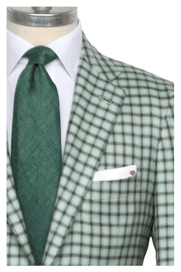 Kiton Green and Pale Blue Check Sportcoat - view 1