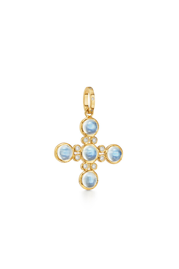 Temple St. Clair Royal Blue Moonstone & Diamond Cross Pendant - view 1