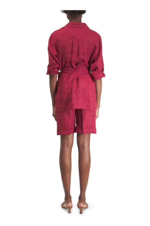 Kiton Cherry Belted Linen Blouse - view 3