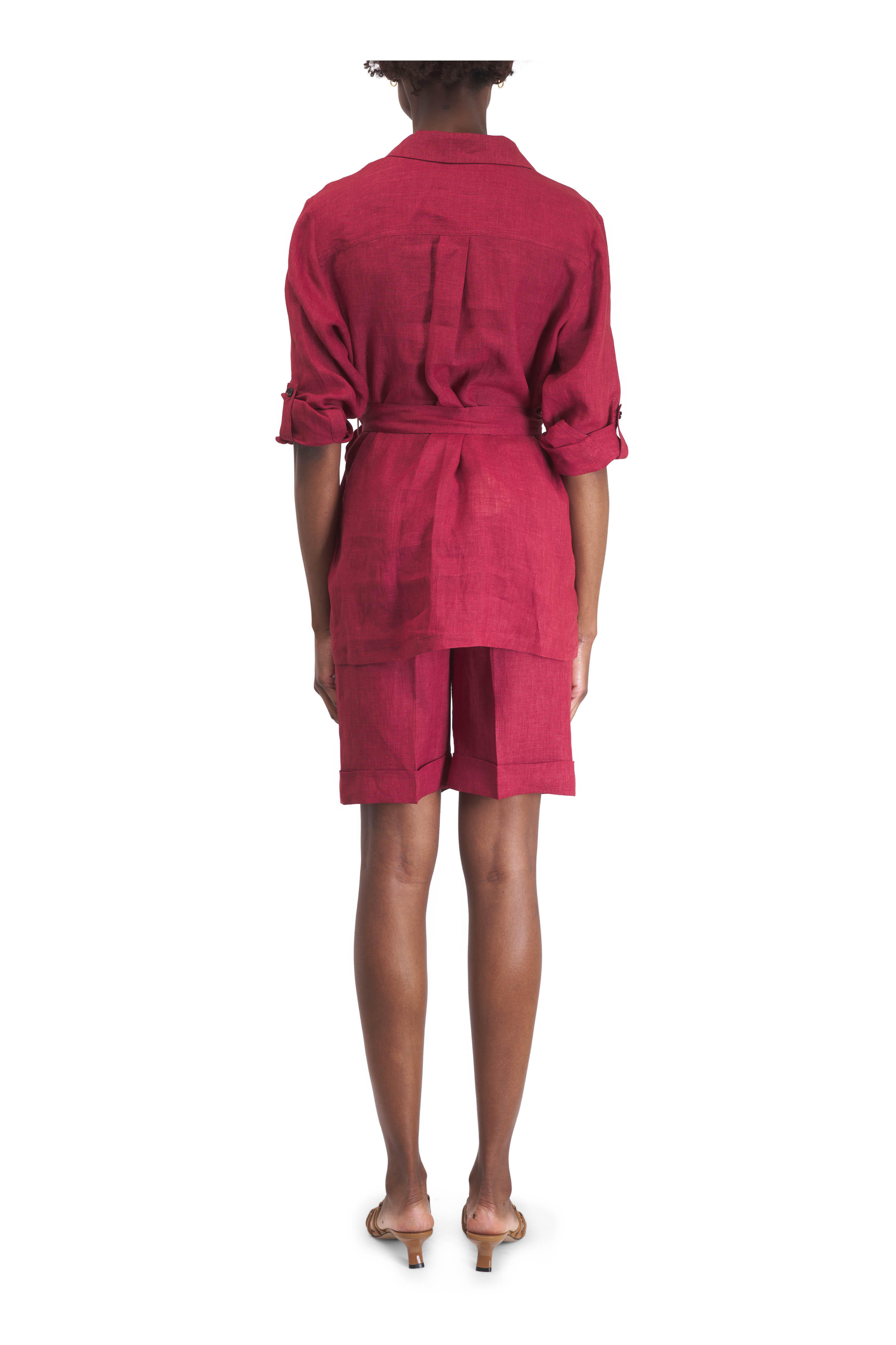 Kiton - Cherry Belted Linen Blouse