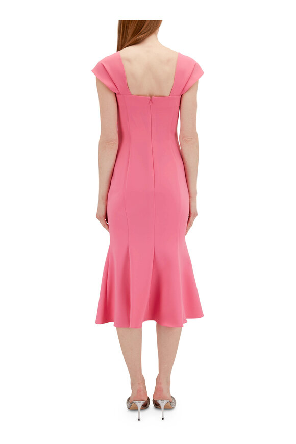 Carolina Herrera - Pink Draped Trumpet Midi Dress