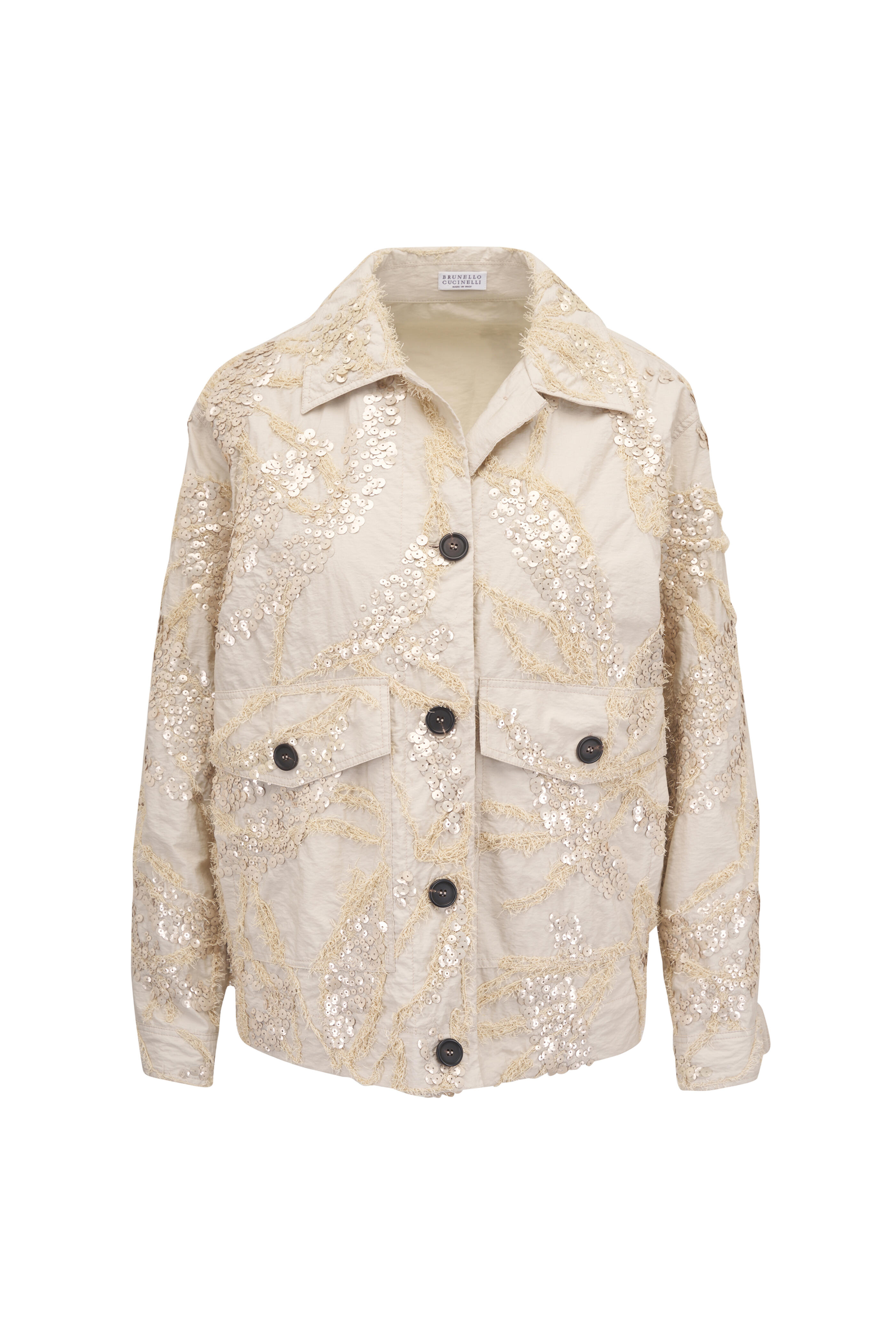 Brunello Cucinelli - Embroidered Cotton Deconstructed Shacket