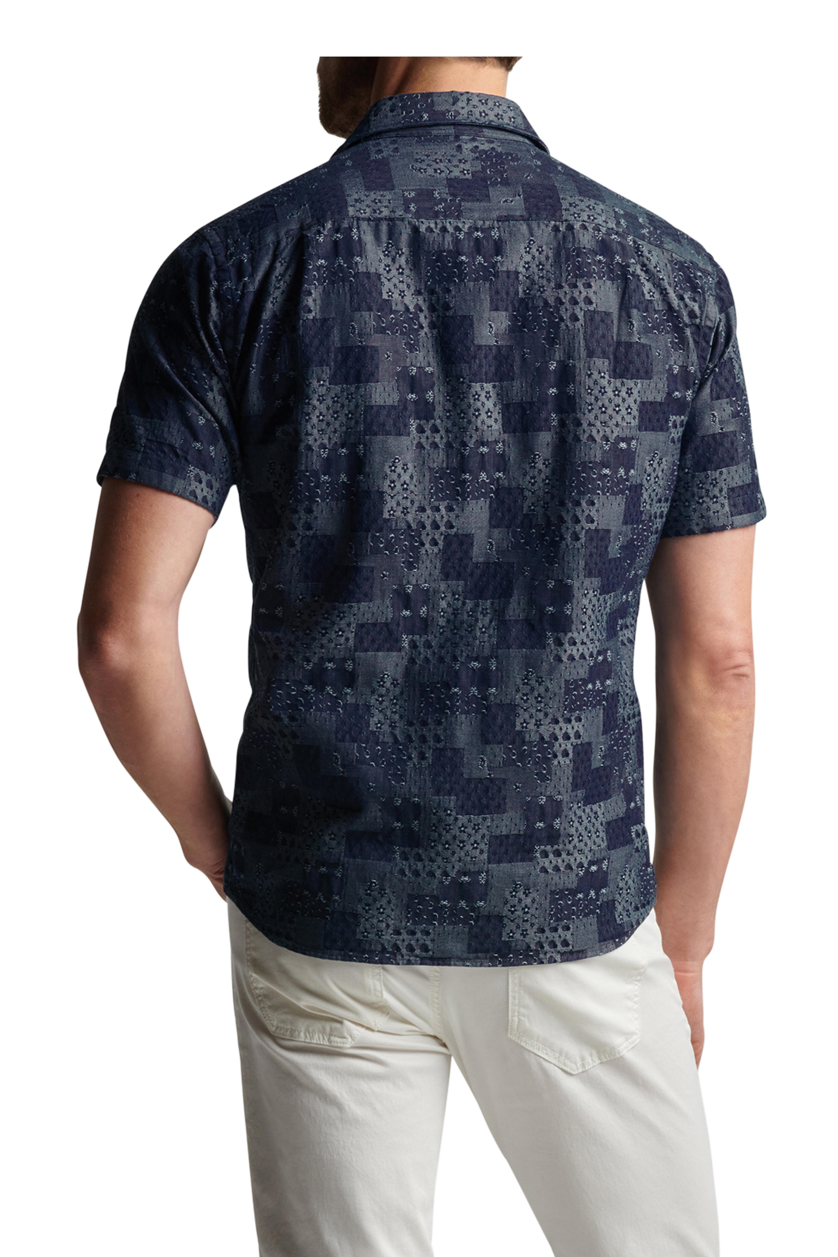 Peter Millar - Indigo Printed Cotton Short Sleeve Sport Shirt