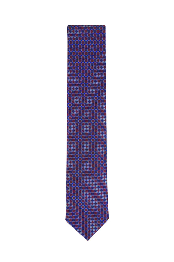 Eton Iridescent Blue Print Silk Necktie