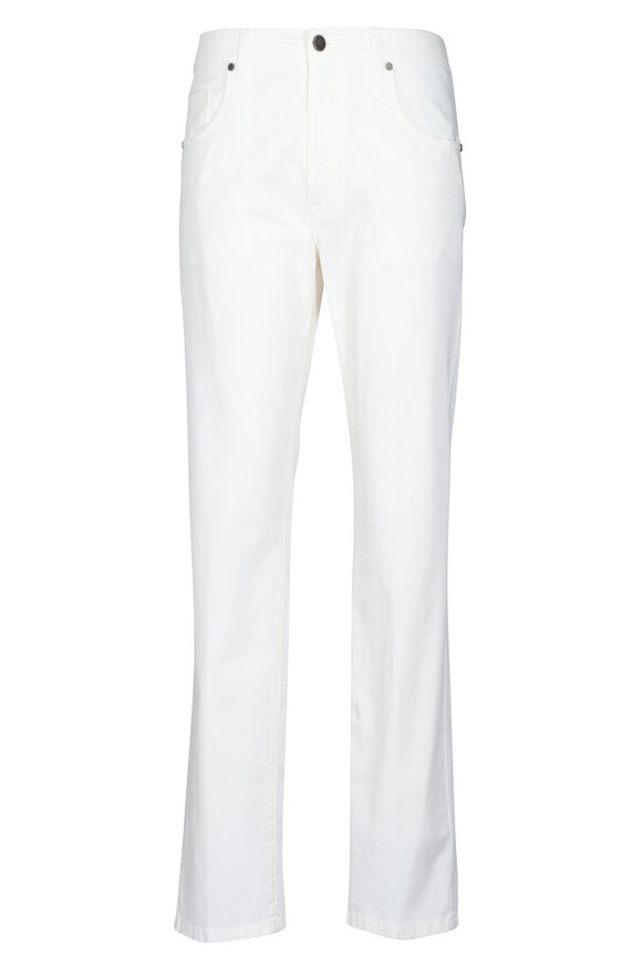 Cesare Attolini Aqua Cotton Stretch Five Pocket Pant