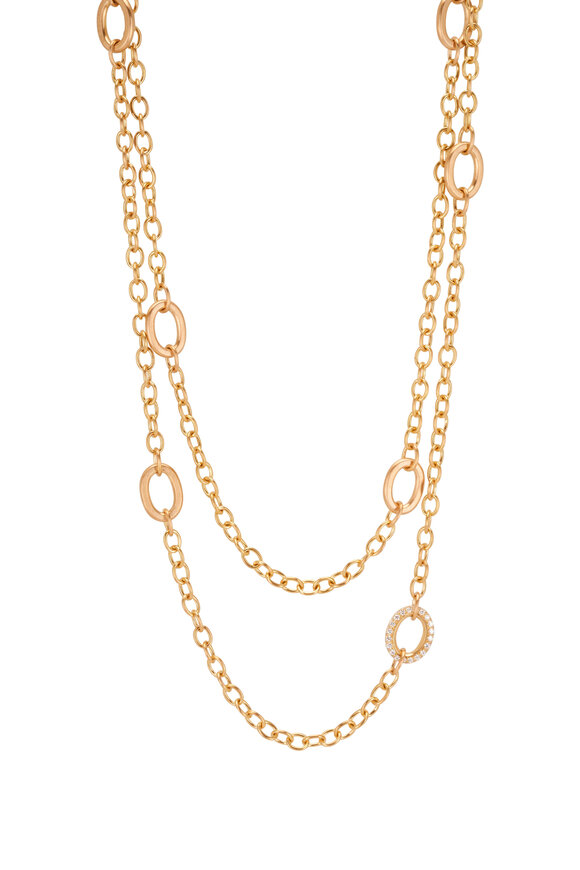 Caroline Ellen - Diamond Link Handmade 20K Gold Station Necklace 