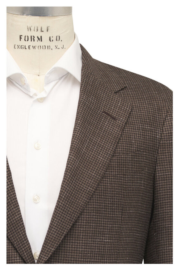 Zegna Dark Brown Micro Houndstooth Sportcoat