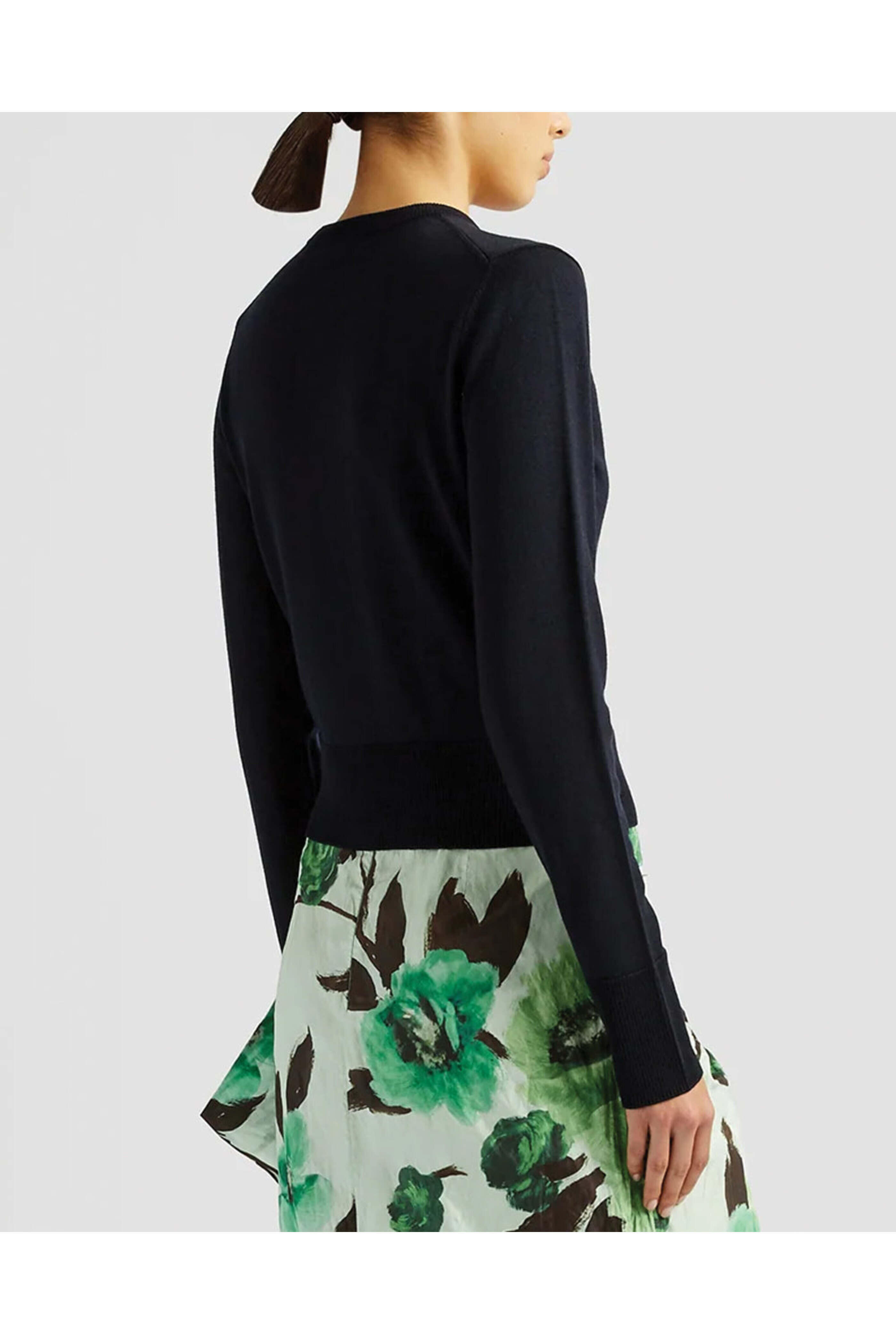 Erdem - Navy Knit Drape Cardigan