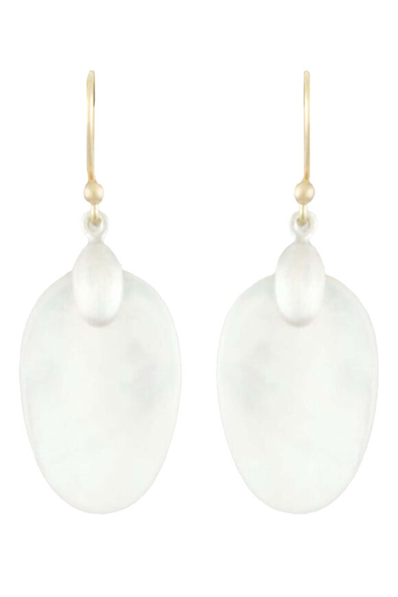 Ted Muehling Silver Top Mother of Pearl Small Chip Earrings