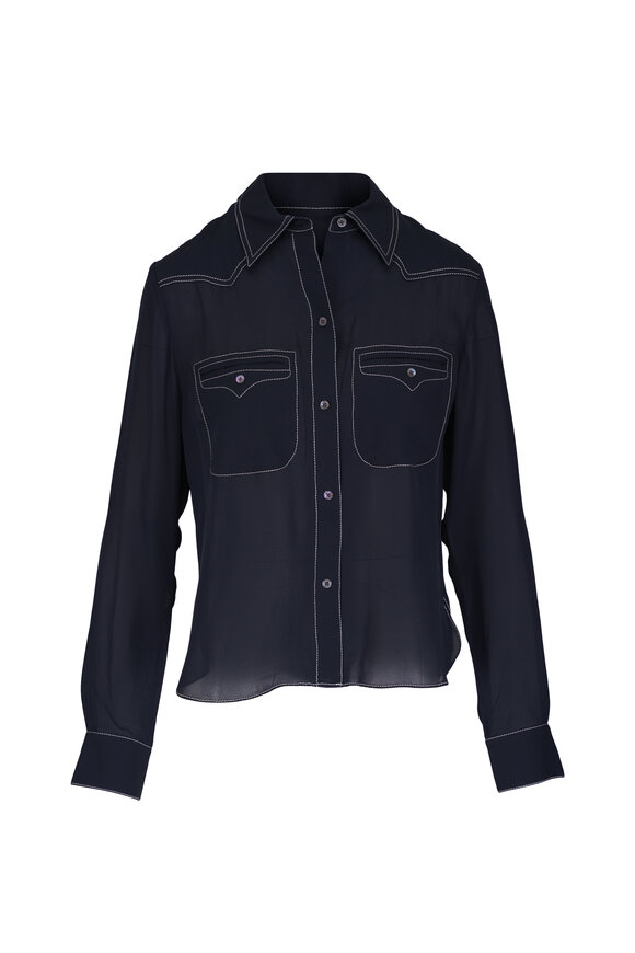 TWP Carter Midnight Topstitch Shirt