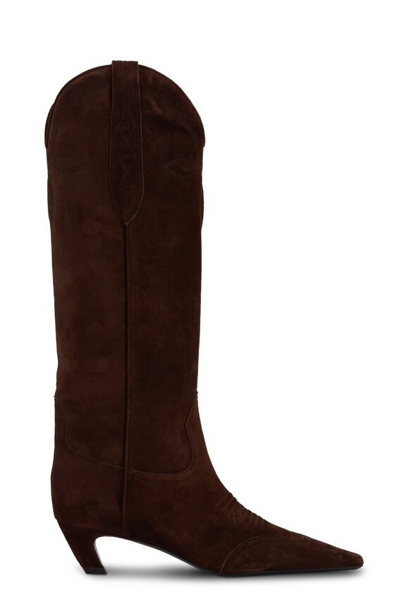 Khaite - Dallas Coffee Suede Knee High Boot