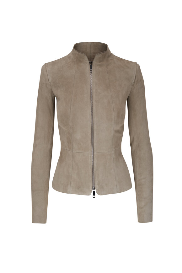 Jitrois Gattaca Gray Stretch Lambskin Leather Zip Jacket