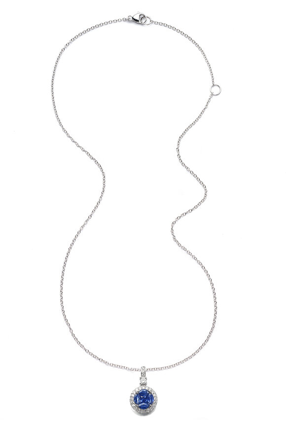 Nam Cho 18k Blue Sapphire & Diamond Halo Pendant Necklace - view 1