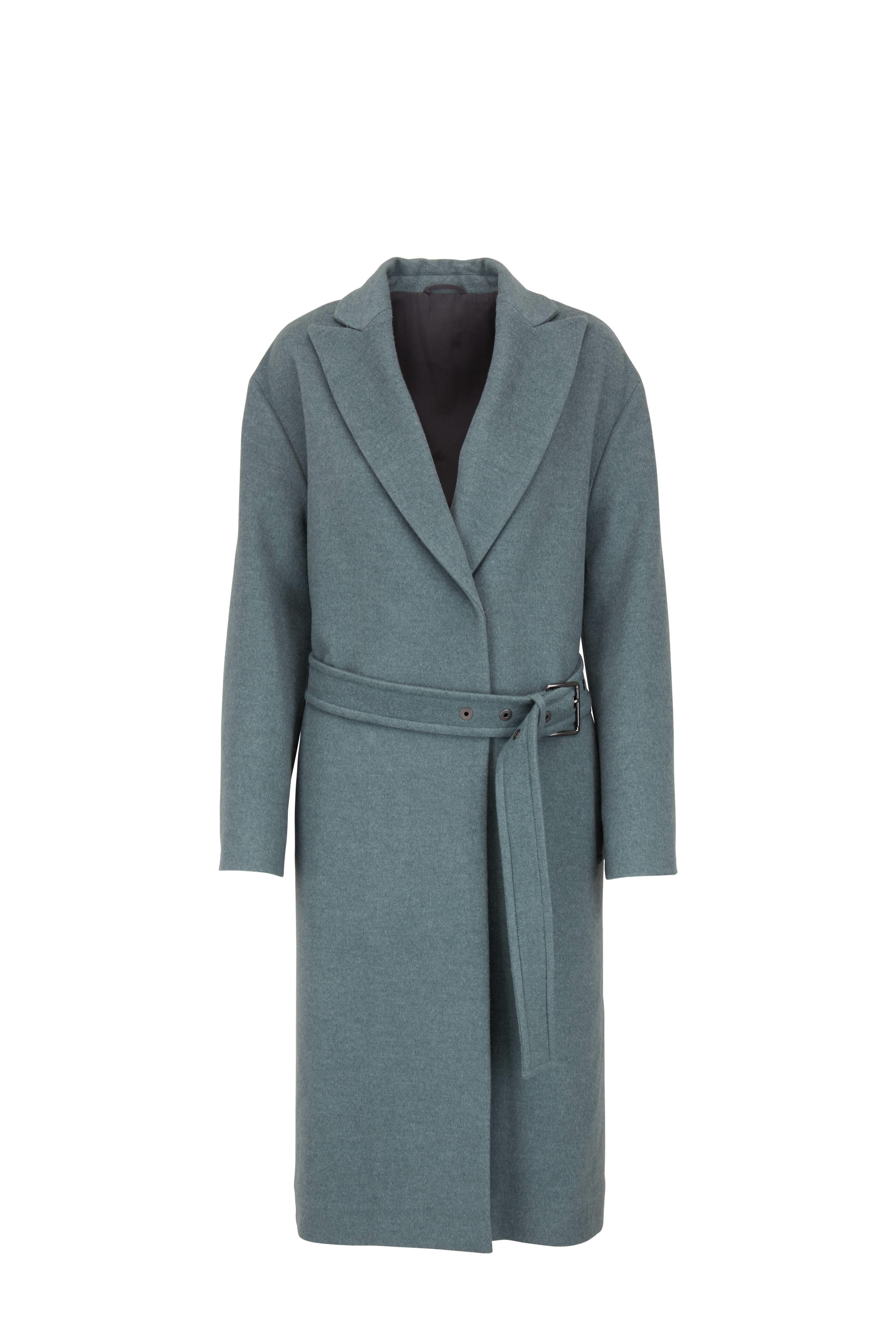 コート Brunello Cucinelli Wool and Cashmere Coat Water-resistant coat for Man in Avio Blue | Brunello Cucinelli