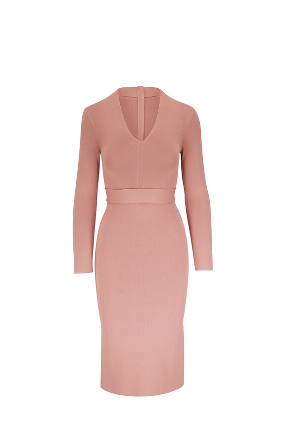 Scanlan Theodore - Powder Crepe Knit Bodycon Midi Dress 