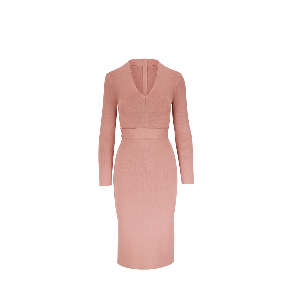 Scanlan Theodore - Powder Crepe Knit Bodycon Midi Dress