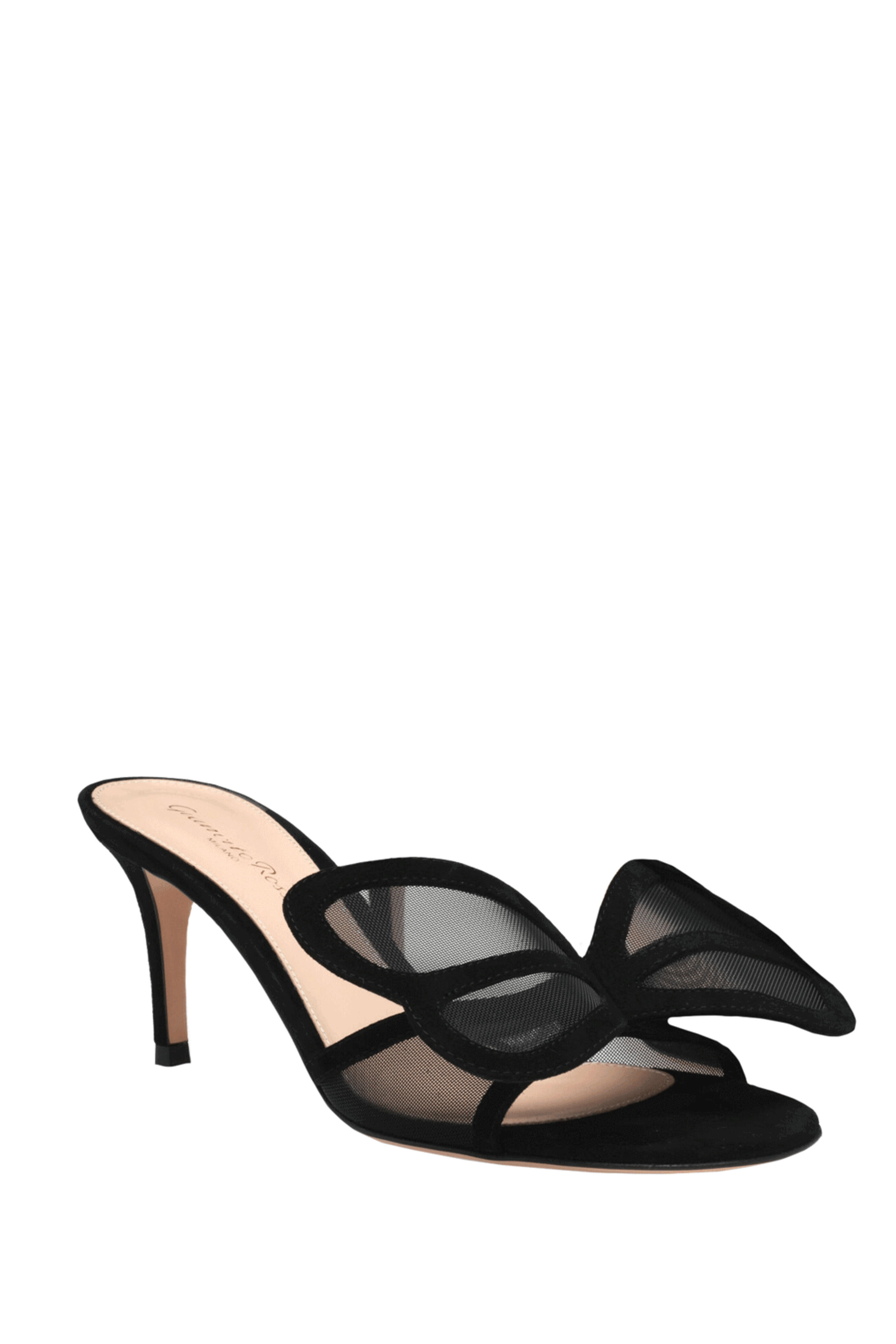 サンダル・ミュール Gianvito Rossi Gianvito Rossi With Heel Black Gianvito Rossi - Flash Bow Black Embellished Sandal, 45mm