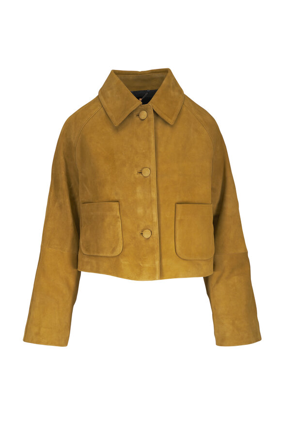 Dorothee Schumacher Soft Touch Greenish Brown Suede Crop Jacket