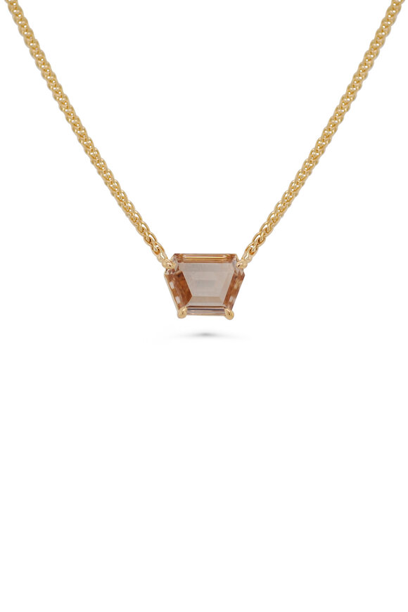 Kali Zoe 18k Yellow Gold Champagne Diamond Shield Necklace - view 1