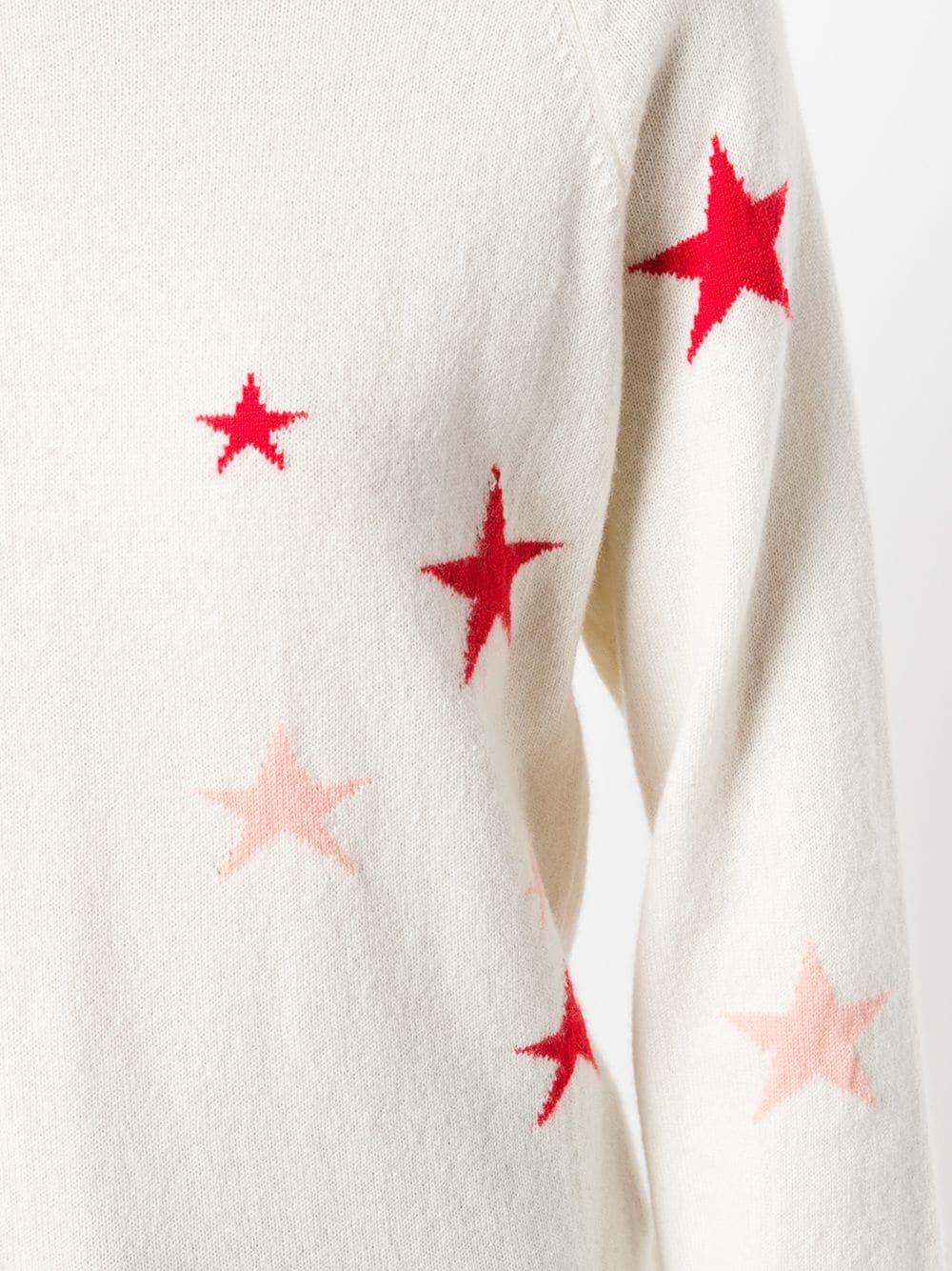 Chinti & Parker - Cream & Peach Stars Cashmere Sweater