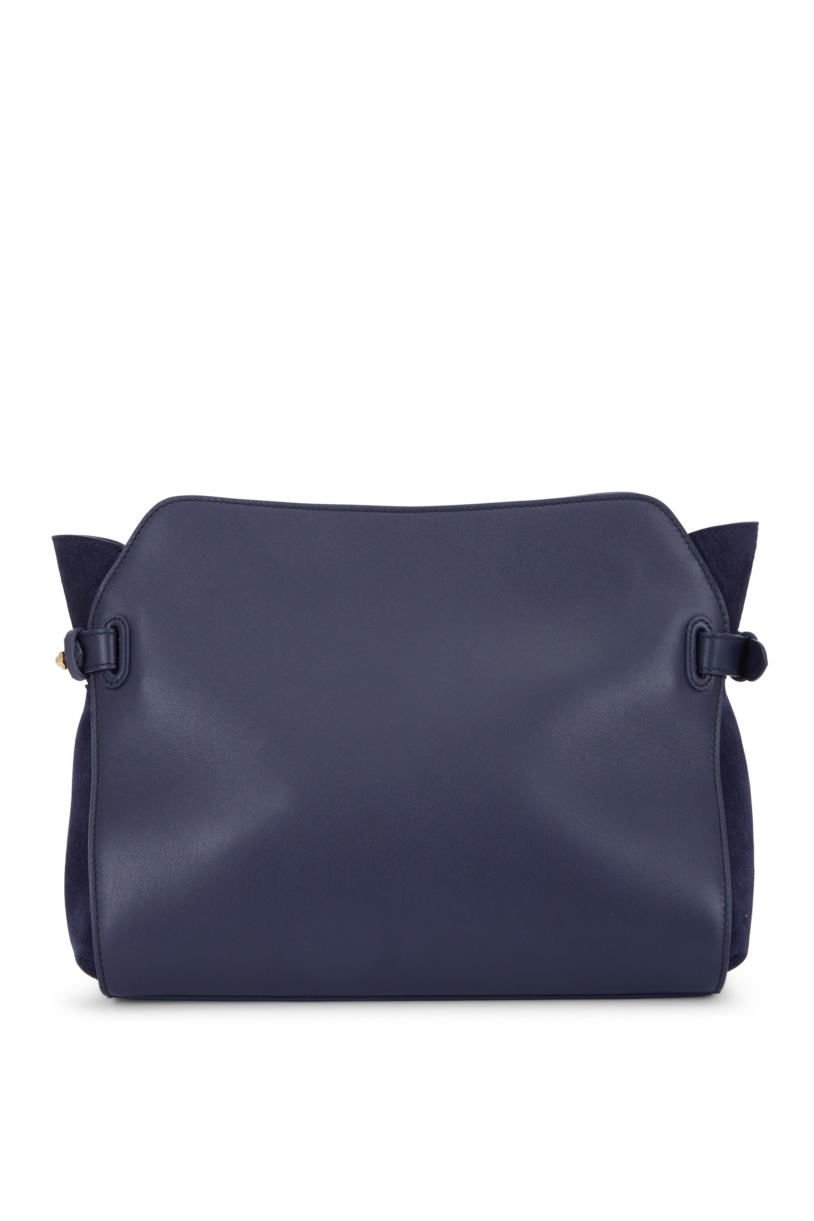Nina Ricci - Marché Navy Blue Leather & Suede Shoulder Bag