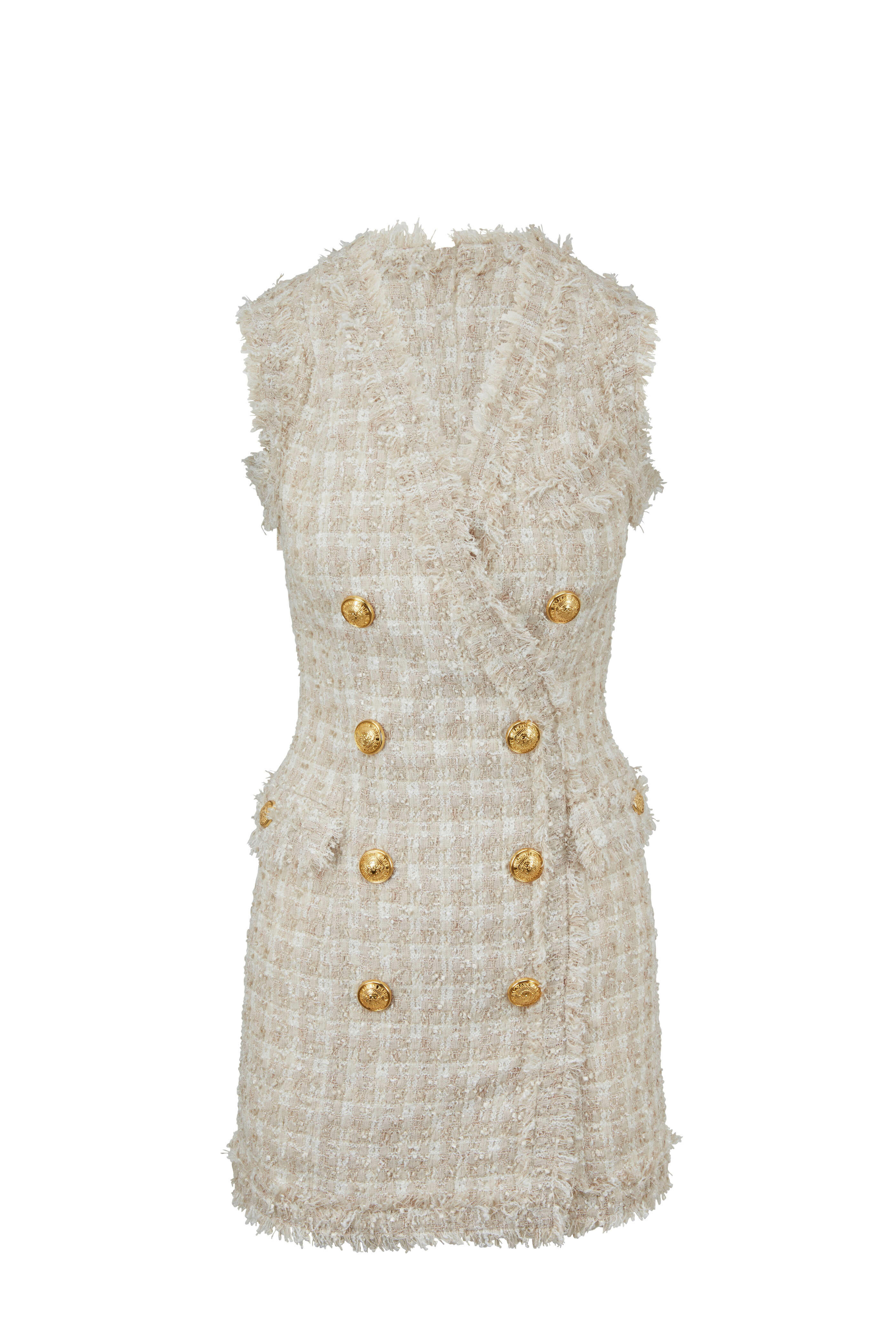 ワンピース Balmain Mini Abito In Tweed BALMAIN Embellished metallic tweed mini dress | NET-A-PORTER