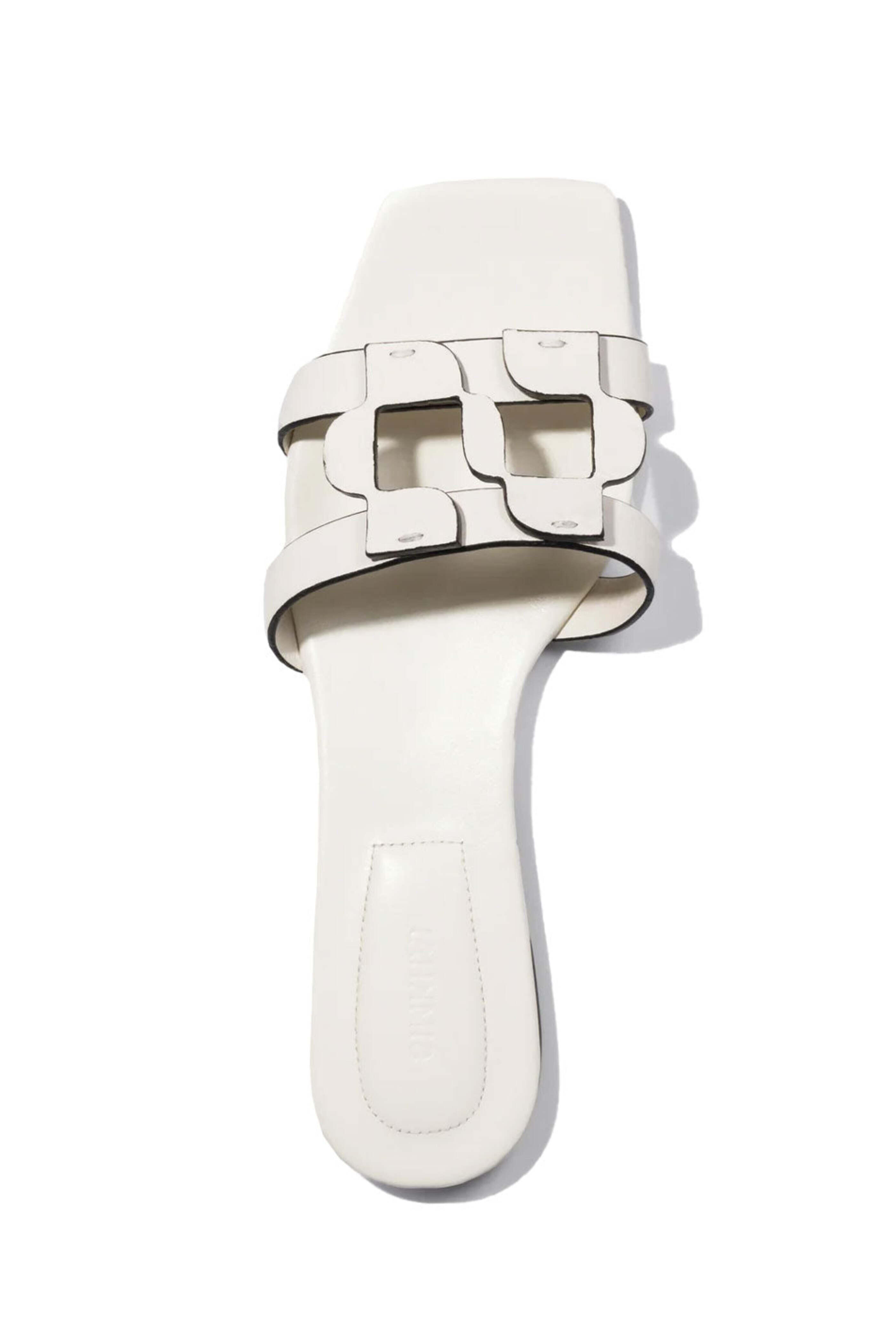 Simkhai - Monogram Leather Flat Slide in Ivory